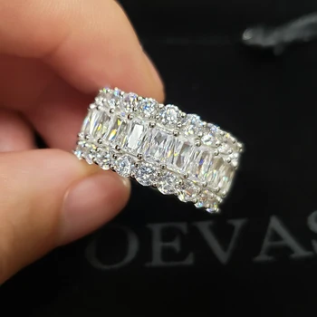OEVAS 925 Sterling Silver Šumivé Full High Uhlíka Diamant Prsta Prstene Pre Ženy, Svadobné Party Jemné Šperky Veľkoobchod