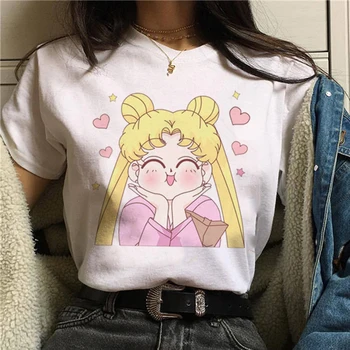 Tričko Ženy Sailor Moon Legrační Karikatúra Harajuku Femela Topy Ullzang Anime T-shirt 90. rokov kórejský Štýl Tričko Grafický Hornej Tees
