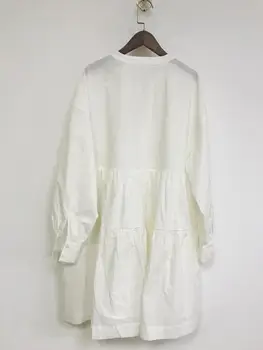Dámske Bavlnené tvaru Mini Šaty Čierne alebo Biele Dlhý Rukáv Voľné Ženské Šaty