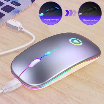 Podsvietený LED Nabíjateľná Bezdrôtový Silent Mouse Myš USB Ergonomická Optická Herná Myš pre Stolné PC, Notebook Mouse