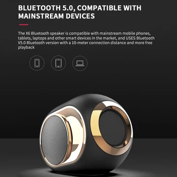 Bluetooth 5.0 Reproduktory Vysokej Kvality X6 Bezdrôtové Zvukové Pole Stereo Surround Hudba Super Bass Reproduktor hi-fi Zvuk, Podpora TF Kariet