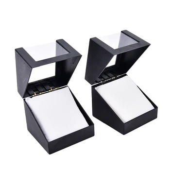 78*78 mm Plastové Náušnice Displej Skladovanie Držiteľa Šperky Transparentné Prípade Walentine Deň Výročia Darček Čierne Náramkové Hodinky Box