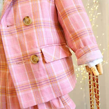 ON Dobrý deň, Užite si Jeseň 2020 Nové Dievčatá Módne Ružový Oblek Deti 2 Ks Súpravy Kabát+sukne Deti, Oblečenie pre Deti, Oblečenie Oblečenie