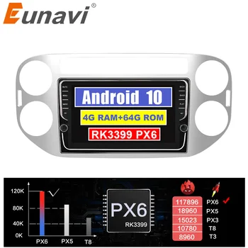 Eunavi 2 DIN Android autorádia Audio GPS Pre Volkswagen VW Tiguan 1 NF 2006-2016 Multimediálne Video Prehrávač, Navigácia DSP 4G 64GB