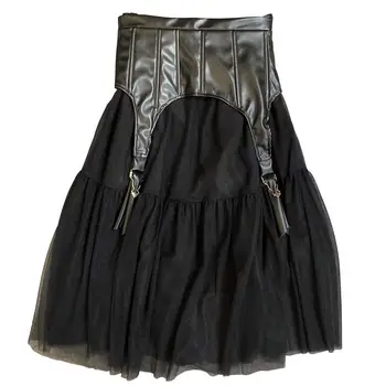 ZCSMLL Šitie PU Ženy Sukne s Vysokým Pásom Čierna Vintage Módy 2021 Nové Jeseň Zima s Čipkou Žena Slim Sukne Tide