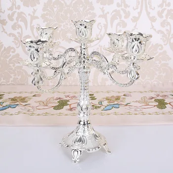 Luxusné Európske jedálenský stôl model izba mäkké dekorácie, ozdoby Európskej večera pri sviečkach rekvizity kovové svadobné sviečkový
