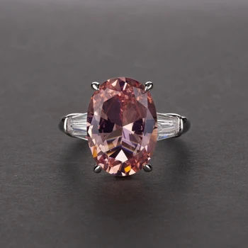 OEVAS 925 Sterling Silver Prstene Pre Ženy, Kvalitné Šumivé Fialová Ružová Vysokým počtom atómov Uhlíka Diamant Strany Jemné Šperky