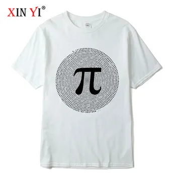 XIN YI pánske T-shirt Najvyššej Kvality, bavlna Matematická geometria tlač príležitostné voľné o-krku t tričko t-shirt mužské košele čaj