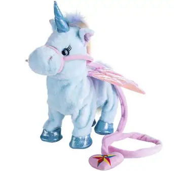 QWOK 35 cm Elektrické Chôdza Jednorožec Plyšové Hračky Hudobné Unicornio Bábika Kôň Drop Shipping Vianočné Darčeky