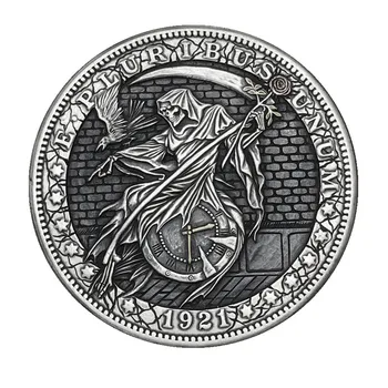 Aqumotic Smrtka Mince Zábavné Spojené Štáty Morgan Pútnik Mince Smrť Kosu Čas Letí Pamätné Mince
