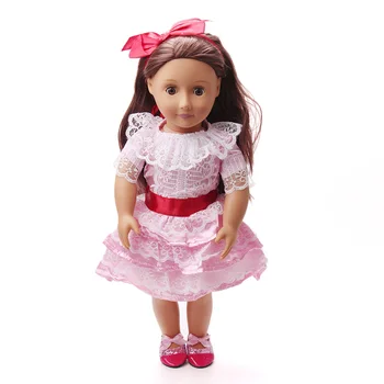 18-palcové Dievčatá bábiky Oblečenie Bledo ružová princezná čipky šaty Americkej novorodenca sukne Baby hračky fit 43 cm bábiky baby c109