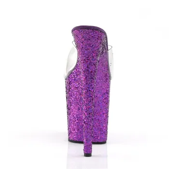 Klub sexy fialová svieti nepremokavé platformu, taška päty tenké päty topánky 20 cm pole tanec model show papuče