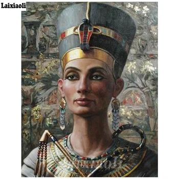 Plný Vrták Námestie Kolo 5D DIY Diamond Maľovanie Egypte a kleopatra Egypt krásu Diamantu Výšivky portrét diamond mozaikové umenie