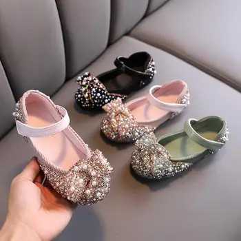 Dievčatá Sandály Deti Batoľa Detský Dievčatá Pearl Crystal Princess Topánky Luk Sandále, Dievčatá, deti, svadobné šaty, Topánky