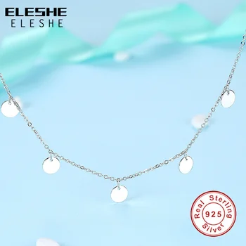 ELESHE 2020 Nové Luxusné Módne Okrúhle Mince Choker Náhrdelník pre Ženy 925 Sterling Silver Chain Náhrdelník Collier Femme