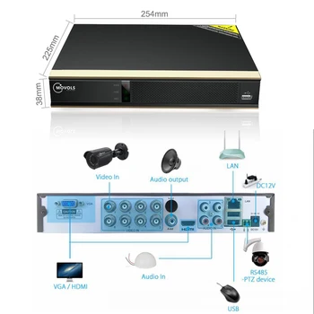 MOVOLS 1080P CCTV kamerový Systém 6PCS Vonkajšie/Vnútorné IR-CUT Bezpečnostná Kamera 2MP 5 v 1 DVR P2P Vodotesný Systém Dohľadu nad Auta