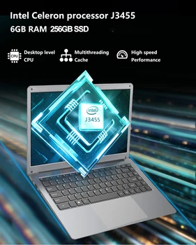 14 Palce Student Notebook Intel Celeron J3455 Quad Core 6GB RAM 256 GB SATA2.5 SSD Windows 10 Notebooku Lacnejšie Notebook pre Triedy Hra