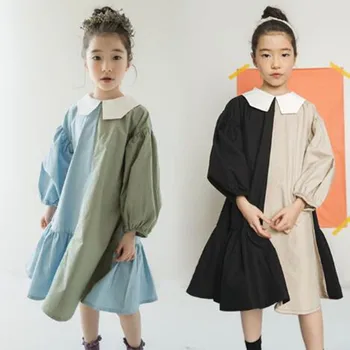 Bavlna Jeseň Dospievajúce Dievčatá Oblečenie kórejský Štýl Deti Patchwork Šaty pre Dievčatá Princezná School Graduation Party Šaty