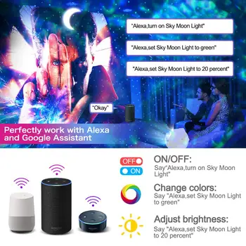 Wifi Led Nočné Svetlo hviezdne svetlo Projektor LED Cloud Nočné Osvetlenie Multicolor Tichom Mávali Svetlá Nočné Lampy