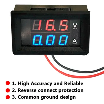 Amp-Voltové Napätie Prúd Meter Tester Mini Digitálny Voltmeter Ammeter DC 100V 10A Panel 0.28