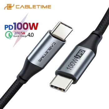 CABLETIME USB C do USB C PD 100W Kábel pre Huawei Mate 30 QC 4.0 Rýchle Nabitie typ c do PD Kábel pre Macbook Air Samsung S10 C269