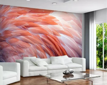 Beibehang Vlastné tapety HD Nordic flamingo pierko, obývacia izba, spálňa, TV joj, steny domov dekorácie, nástenné maľby, 3d tapety