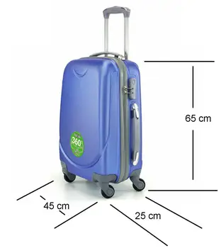 Stredne kufor 4 kolesá o 360 ° batožiny 65 X 45 X 25 cm pre cestovanie Modrá
