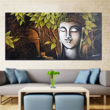 Moderné Nástenné Art Obrázky Sochu Budhu Zelenej Listovej Plátno Na Maľovanie Výtlačkov A Plagáty Pre Obývacia Izba Domova Bez Rámu