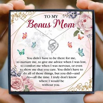 Bonus Mama Náhrdelník Rodinné Darčeky, Šperky Jasné Cubic Zirconia Prívesok Náhrdelníky Pre Ženy Svadobný Dar Bonus Dcéra Vianoce