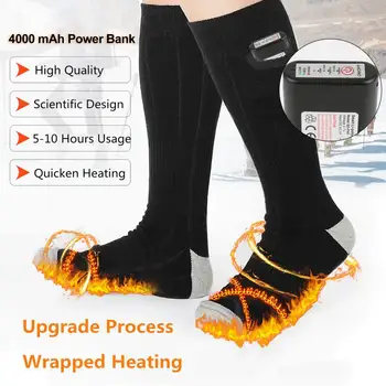 Upgrade Elektrické Kúrenie Ponožky Nabíjateľná Zimné Outdoorové Športy Teplejšie Tepelnej Ponožky Dlhá Ponožka Bavlna S Power Bank Dropshipp