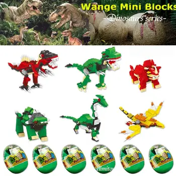 Veľkoobchod WANGE Bloky Dinosaurov Jurský Sveta Mini Bloky Vzdelávacie Hračky Montáž Stavebných Hračky DIY Bloky Deti Darčeky