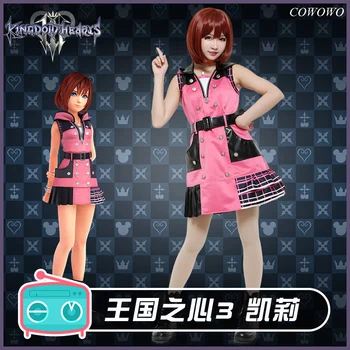 Anime!Kingdom Hearts 3 Kairi Battle Suit Ružové Šaty, Sexy, Krásne Jednotné Cosplay Kostým Halloween Oblečenie Pre Ženy Doprava Zadarmo
