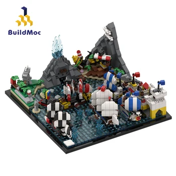 BuildMoc Tvorca Pirátskej Lodi Sady Ostrov Architektúry Nápady Domu Mesta Stavebné Kamene, Tehly Tvorca Expert Hračky Pre Deti,