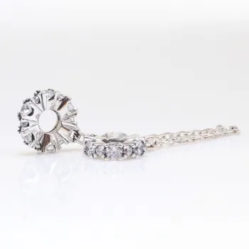 Pôvodné 925 Sterling Silver White Crystal Fashion Cz Bezpečnosti Reťazca Fit Ženy Pandora Náramok & Náhrdelník Diy Šperky