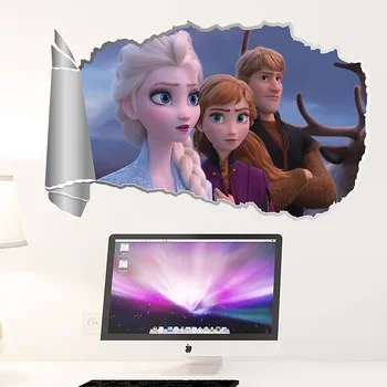 Nové Disney Mrazené 2 Film Kristoff Elsa Anna Princezná Samolepky na Stenu Pre Domova detská Izba Obtlačky 3D Anime Nástenné Art Tapety