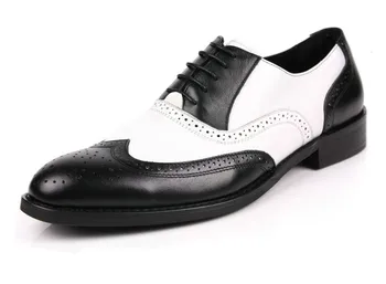 Mens Oxfords Čierna Biela Business Šaty, Topánky pravej Kože Bežné Britishi Vintage Mužov Oxfords Topánky Vysokej Kvality
