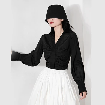 LANMREM black tvaru all-zápas jesene full-rukávy street wear pokrčené all-zápas pulóver tričko pre ženy-móda príliv 2A1358