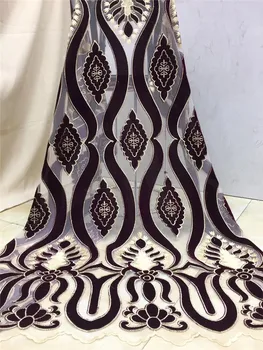 Vysoká Kvalita Afriky francúzsky čistý tylu Čipky Textílie pre strany Hot predaj velvet vyšívané čipky a tylu textílie H-12172