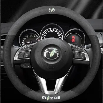 Pre Mazda 3D Laserové Logo Hovädzie Kože Auto Volant, Kryt Fit Mazda 2 3 5 6 8 Atenza AXELA BT50 CX5 CX7 CX3 CX9 CX30