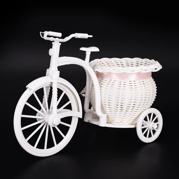 1PCS 26*16*12 cm Biela Trojkolka Bike Dizajn Kvetinové koše Kontajner Pre DIY Plastové Kvetu Rastlín Domov Weddding Dekorácie