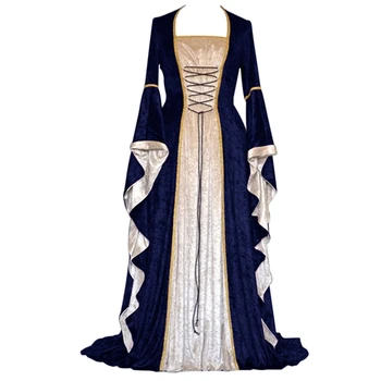 Stredoveký Kostým súťaž: Cosplay Šaty, Šaty pre Ženy Strany Retro Vintage Čarodejnice Viktoriánskej Sťahovacie Renesančný Odev Ženský Gotický