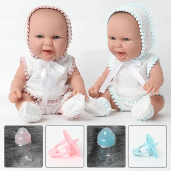 30 CM celého tela, mäkké silikónové Reborn baby Doll hračky 12 palcový Boneca Kŕmenie fľašou Realistické bebe novorodenca Bábiky hračky pre deti, darčeky