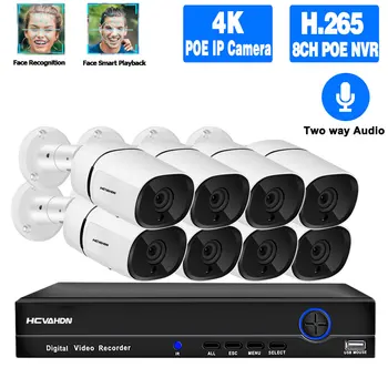 H. 265 8CH 8MP kamerovým Systémom Nastaviť POE NVR 5MP Dvoch Audio AI Detekcia Tváre IP CCTV kamerový Systém kamerový Súprava 4K