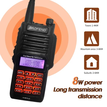 Najnovšie Baofeng UV-9R Plus Walkie Talkie Nepremokavé 8W VHF UHF Dual Band 136-174/400-520MHz, Šunku, CB Rádio FM Vysielač Skener