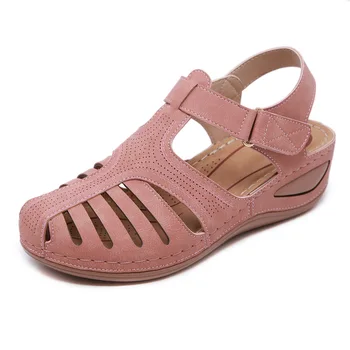 Platforma Retro Roman Topánky Letné Ženy Non-slip Pohodlné PU Kožené Žena Bežné Vonkajšie Mäkké Plážové Sandále