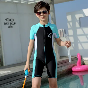 Detské jednodielne Plavky Chlapčenské Plavky Vyhovovali Detí Odbornej Prípravy Plavky na Ochranu proti Slnku Vysoká Pružnosť