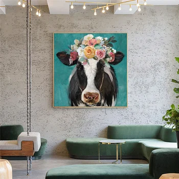 Plátno zvierat múr umenia maľby vytlačené roztomilé dieťa nie miestnosti dekorácie krava maľovanie na moderné dekorácie plátno, vytlačí umenie, fotografia bez rámu