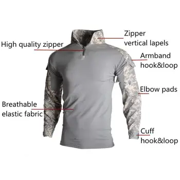 Vonkajšie Airsoft Taktické Košele Kamufláž Vojenskú Uniformu Šaty, Oblek Mužov US Army Oblečenie Vojenské Bojové Tričko + Cargo Nohavice