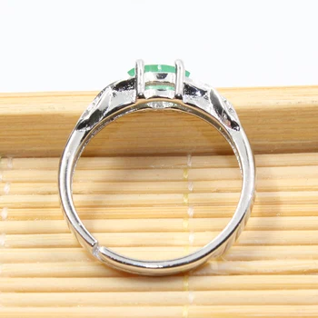 Nový módny prírodný emerald krúžok 3 mm * 6 mm skutočné emerald strieborný prsteň mincový striebro emerald zásnubný prsteň pre ženu