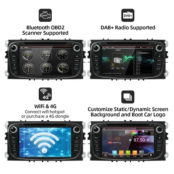2din Android 10 auto dvd prehrávač pre Ford Mondeo focus S-max, smax Kuga c-max gps inteligentné rádio, video, wifi, BT multimediálny prehrávač